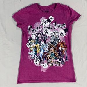 Monster High Girls Kids Pink T Shirt Best Ghouls Forever Size L (10/12)
